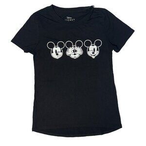 Disney Disneyland Mickey Mouse Silly Goofy Faces Black Short Sleeve Tshirt - XS